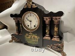 Antique Seth Thomas Black Adamantine Mantel Clock- Mexico Model