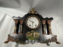 Antique Seth Thomas Black Adamantine Mantel Clock- Mexico Model