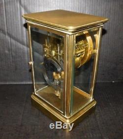 Antique Seth Thomas Brass Beveled Glass Porcelain Face Empire Clock Regulator