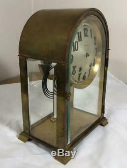 Antique Seth Thomas Brass Beveled Glass Tombstone Mantle Clock