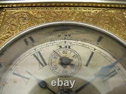 Antique Seth Thomas Brass Case Carriage Clock Glass Side Window Alarm