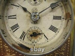 Antique Seth Thomas Brass Case Carriage Clock Glass Side Window Alarm