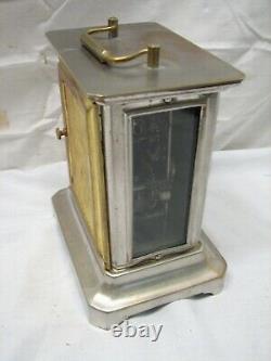 Antique Seth Thomas Brass Case Carriage Clock Glass Side Window Alarm
