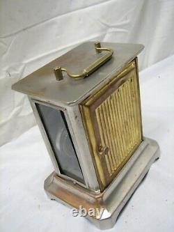 Antique Seth Thomas Brass Case Carriage Clock Glass Side Window Alarm