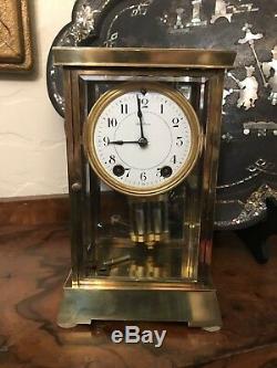 Antique Seth Thomas Brass Crystal regulator clock A-48-N running great sound