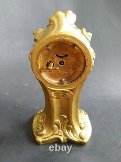 Antique Seth Thomas Bronzed. Lady Mantel Desk Clock Floral Art Nouveau Cast