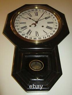 Antique Seth Thomas Calendar Wall Regulator Clock 8-Day, Time/Strike, Key-wind