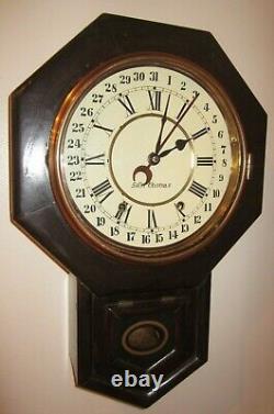 Antique Seth Thomas Calendar Wall Regulator Clock 8-Day, Time/Strike (Store #2)