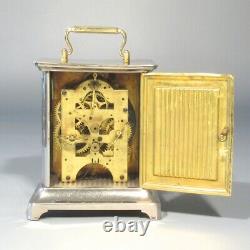 Antique Seth Thomas Carriage Alarm Clock, Chrome Case, Glass Window, Stamped