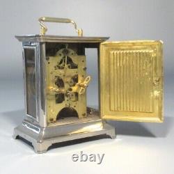 Antique Seth Thomas Carriage Alarm Clock, Chrome Case, Glass Window, Stamped