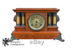 Antique Seth Thomas Cherry Adamantine 295E 4 Pillar Imperial Mantel Clock Lions