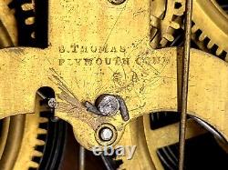 Antique Seth Thomas Clock Co, Mahogany Pillar Style Clock with Gold Gild