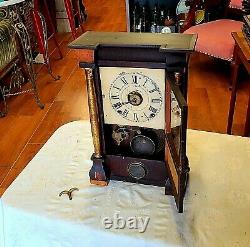 Antique Seth Thomas Clock Co, Mahogany Wood Mantel Clock 18741899 We Ship