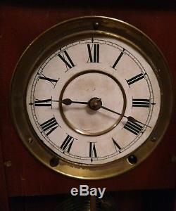 Antique Seth Thomas Clock Co. Wood case Mantle Clock Glass front has issues USA