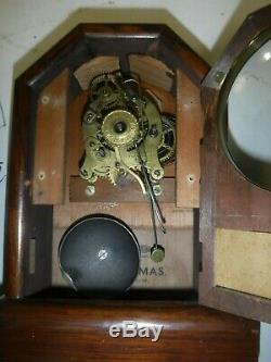 Antique Seth Thomas, Connecticut Cottage Clock Working +alarm Mirror Front + Key