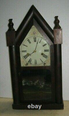 Antique Seth Thomas Connecticut Gothic Steeple Chime Clock Brass Spring Working