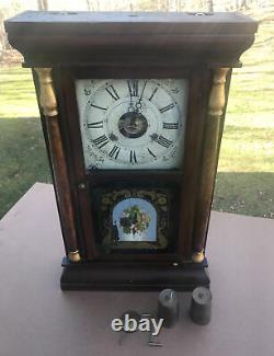 Antique Seth Thomas Crossover COLUMN T&S and Alarm Shelf Clock ca 1866