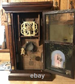 Antique Seth Thomas Crossover COLUMN T&S and Alarm Shelf Clock ca 1866