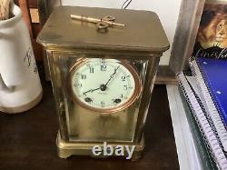 Antique Seth Thomas Crystal Regulator Brass & Glass Mantel Clock WithKey