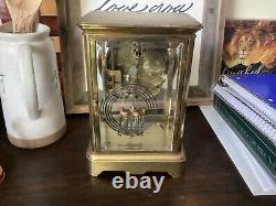 Antique Seth Thomas Crystal Regulator Brass & Glass Mantel Clock WithKey