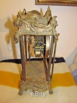Antique Seth Thomas Crystal Regulator Empire Clock Gold Porcelain Dial 14 H