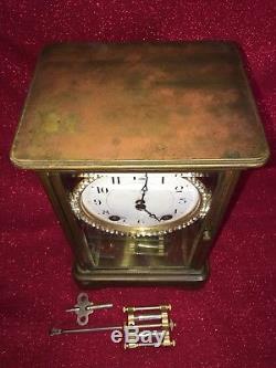 Antique Seth Thomas Crystal Regulator Rhinestone Brass Mantle Clock All Original