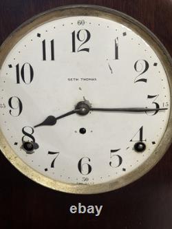 Antique Seth Thomas Dark Walnut Adamantine 8 Day Mantle Clock Early 1900's