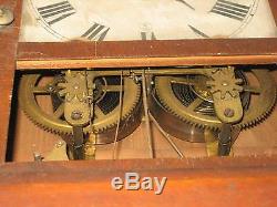 Antique Seth Thomas Day Spring Wood Winding Pendulum Shelf Mantle Clock