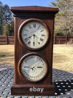 Antique Seth Thomas Double Dial Calendar Clock 8 Day, Time/strike