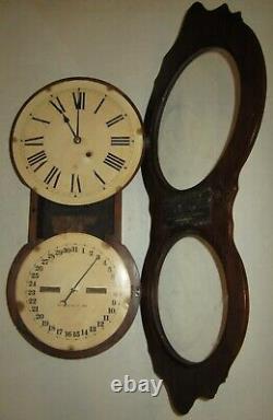 Antique Seth Thomas Double Dial Calendar Wall Clock Office Model For Restoration
