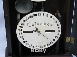 Antique Seth Thomas Double Dial Office Calendar Wall Shelf Clock
