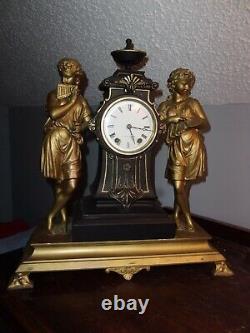 Antique Seth Thomas Double Figural Clock Runs & Strikes Fine