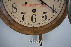 Antique Seth Thomas Drink Coca Cola Bottles Round Oak Wall Clock Peekaboo 16