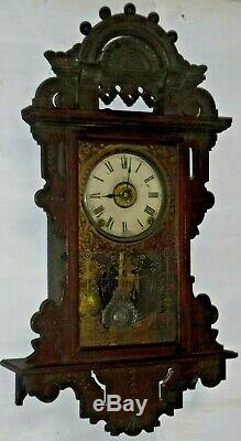 Antique Seth Thomas Eclipse Ball-top Wall Hanging Kitchen Shelf Parlor Clock