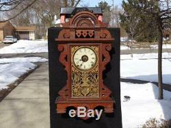 Antique Seth Thomas Eclipse Balltop Walnut Wall Clock Original Painted Glass