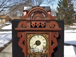 Antique Seth Thomas Eclipse Balltop Walnut Wall Clock Original Painted Glass