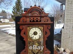 Antique Seth Thomas Eclipse Balltop Walnut Wall Clock Original Painted Glass