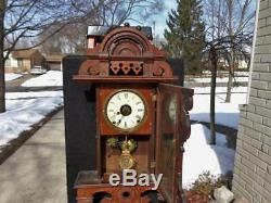 Antique Seth Thomas Eclipse Balltop Walnut Wall Clock Original Painted Glass