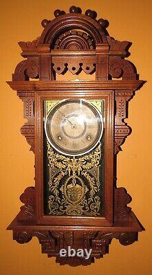 Antique Seth Thomas Eclipse Hanging Kitchen Wall Clock 8-day, Time/strike