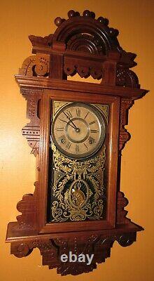 Antique Seth Thomas Eclipse Hanging Kitchen Wall Clock 8-day, Time/strike