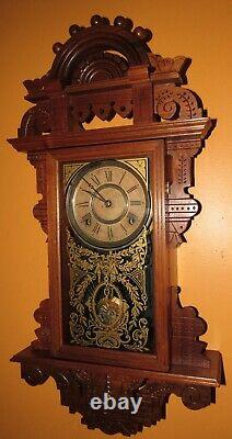 Antique Seth Thomas Eclipse Hanging Kitchen Wall Clock 8-day, Time/strike