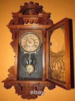 Antique Seth Thomas Eclipse Hanging Kitchen Wall Clock 8-day, Time/strike