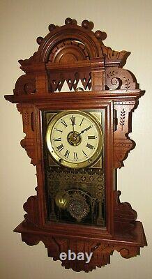 Antique Seth Thomas Eclipse Hanging Kitchen Wall Clock with Alarm 8-Day Nice
