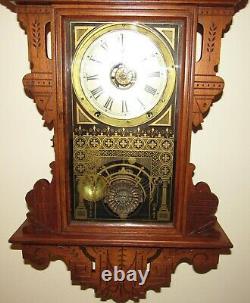 Antique Seth Thomas Eclipse Hanging Kitchen Wall Clock with Alarm 8-Day Nice