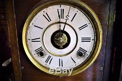Antique Seth Thomas Eclipse Wall Clock with Alarm 8 Day T/S Runs, Great Cond