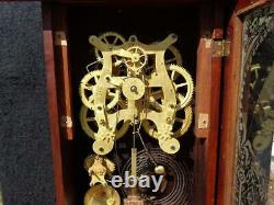 Antique Seth Thomas Eclipse Walnut Balltop Shelf Mantle Clock Painted Glass Nice