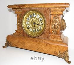 Antique Seth Thomas Egyptian Adamantine Mantel Clock 8-Day, Time/Strike