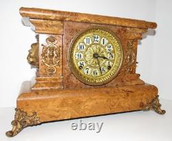 Antique Seth Thomas Egyptian Adamantine Mantel Clock 8-Day, Time/Strike