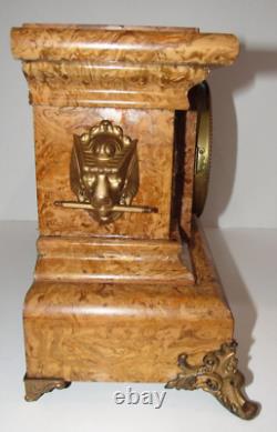 Antique Seth Thomas Egyptian Adamantine Mantel Clock 8-Day, Time/Strike