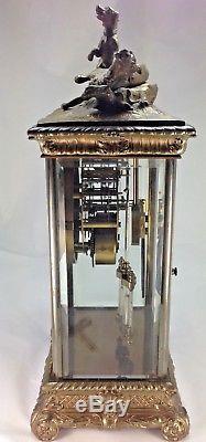 Antique Seth Thomas Empire #13 The Hunt Dog & Elk Motif Crystal Regulator Clock